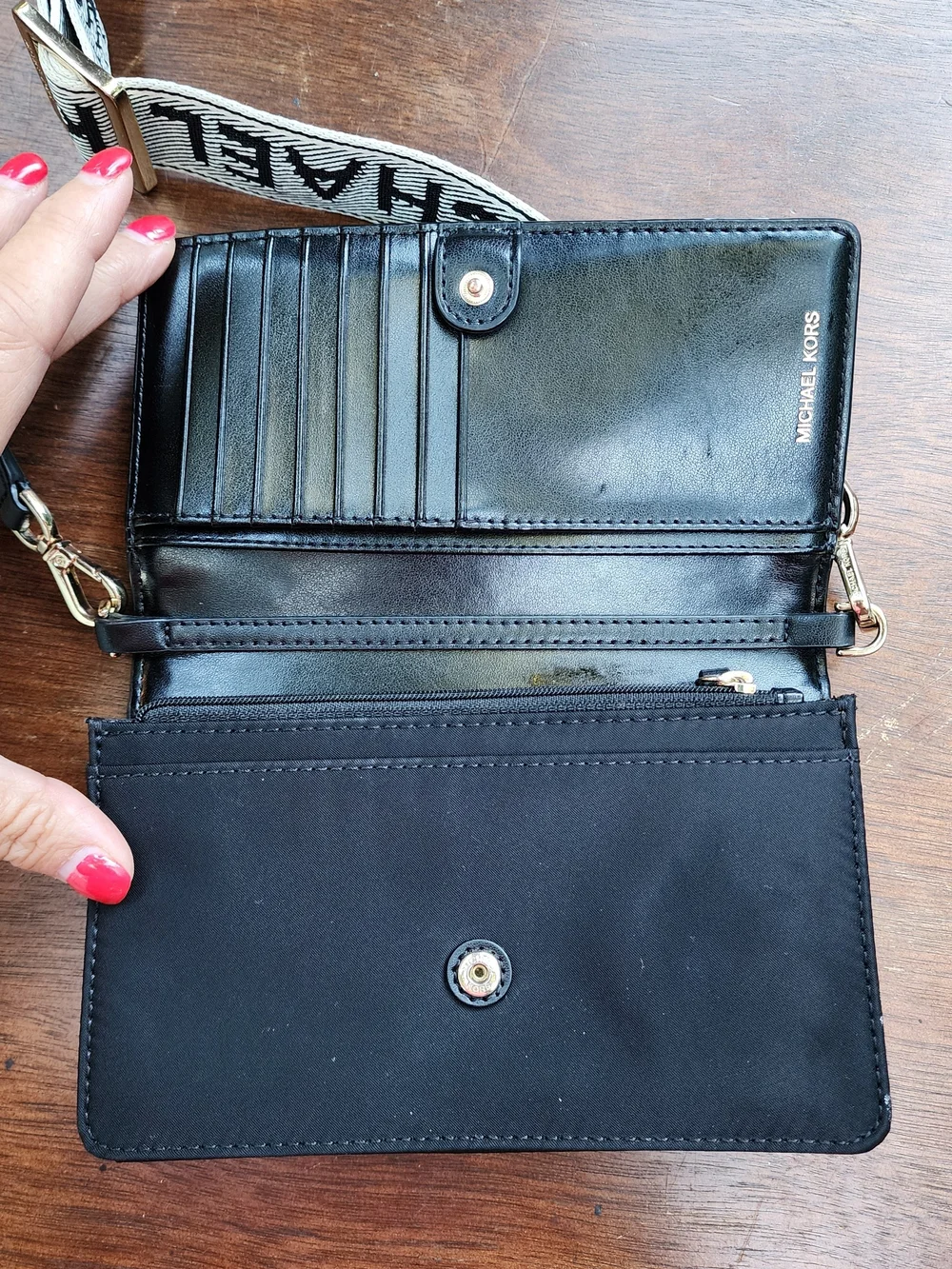 Michael Kors Jet Set Nylon Smartphone Crossbody Bag Black Logo Strap